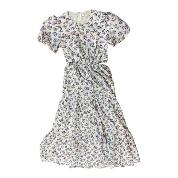 Wayf Women's Plaza Cutout Tier Maxi Dress Cutout Floral Lavender Ditsy Sz XS - Picture 3 of 6